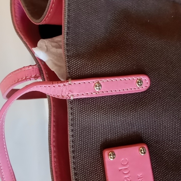 Kate spade brown/pink canvas shoulder tote - Picture 2 of 6